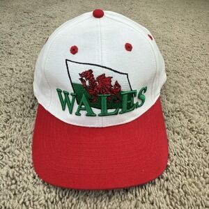 Wales Dragons Hat National Soccer Team Logo 2 Tone Red/White NOS Adjustable READ